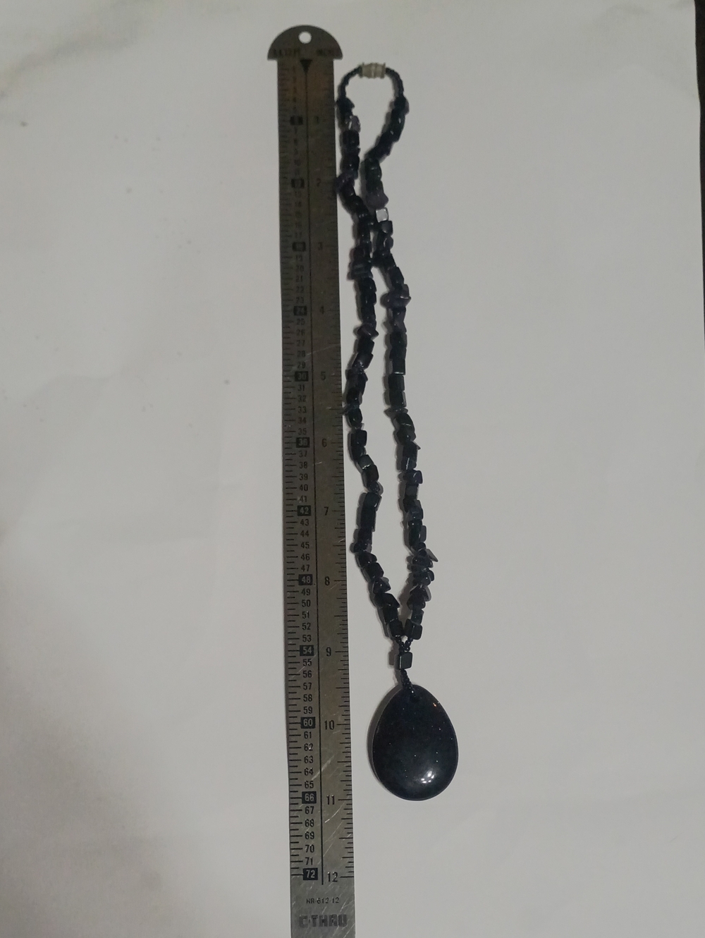 Blue sandstone Necklace Large Pendant And Chip Stand